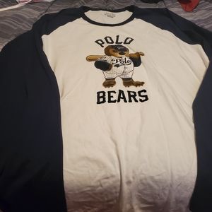 Men's Polo Bear Long Sleeve Baseball Style Shirt